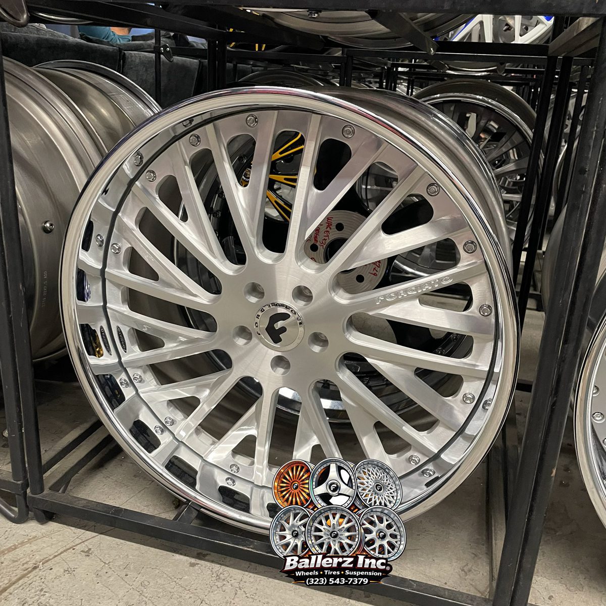 22×9/10 Forgiato Wheels Provette Brushed Silver Chrome Lip Wheel and Tire Package Ballerz inc Wheels Tires Suspensions (323) 543-7379