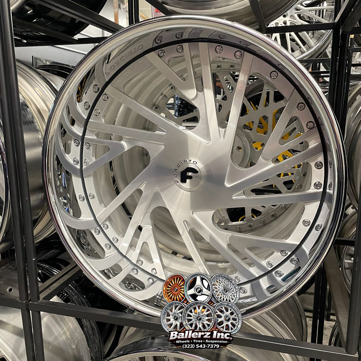 22×9/10 Forgiato Wheels SR 2 Brushed Silver Chrome Lip Wheel and Tire Package Ballerz inc Wheels Tires Suspensions (323) 543-7379