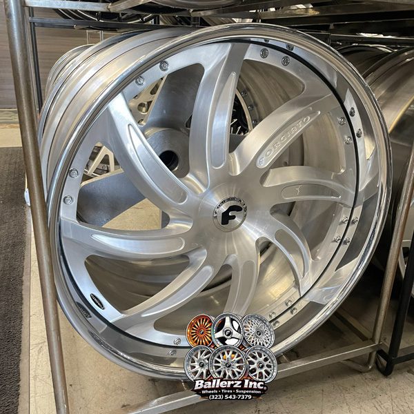 24″ Forgiato Wheels Azioni Brushed Silver G body Fitment Package Ballerz inc Wheels Tires Suspensions (323) 543-7379 24″ Forgiato Wheels Azioni Brushed Silver G body Fitment Package Ballerz inc Wheels Tires Suspensions (323) 543-7379